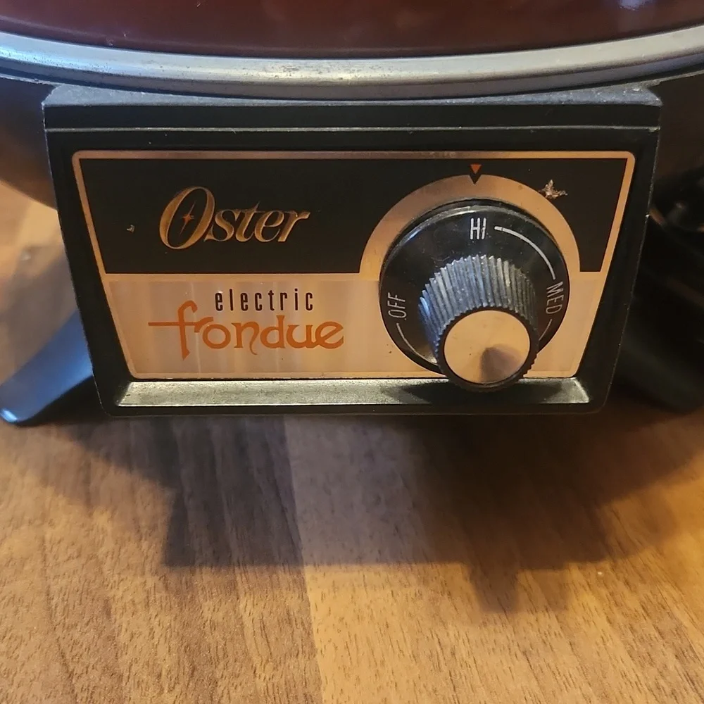 Oster Electric Fondue Pot With Forks Authentic Retro Volcano Red